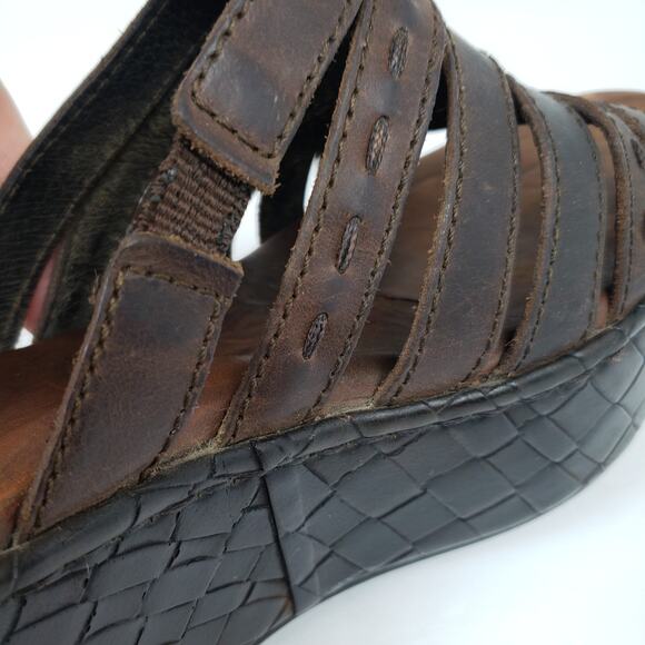 Born Ledisi Womens Size 10.5 Brown Leather Slip On Slide Platform Sandals - Picture 9 of 14